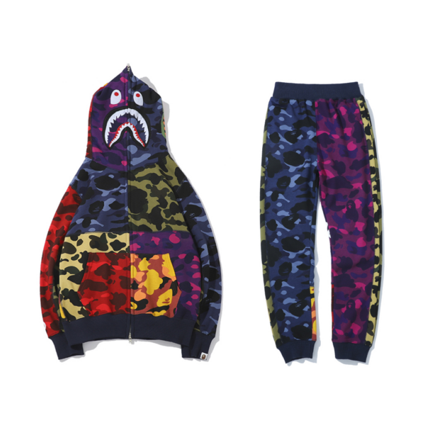 Bape Camouflage Shark Head Multi Color Track Suit