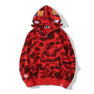 Bape 1st Og Red Full Camo Shark Full Zip Up Hoodie